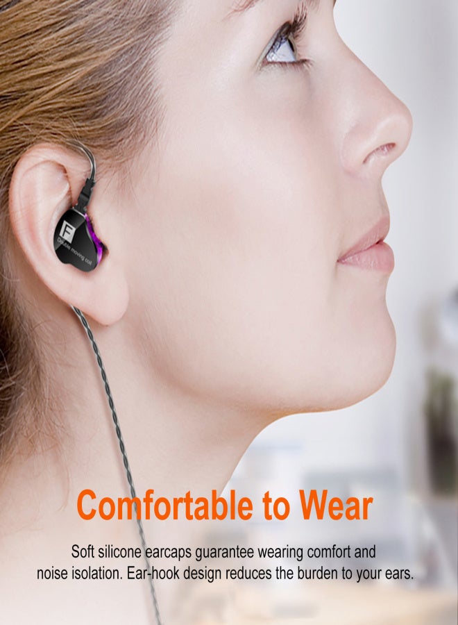 FONGE F4 3.5MM Wired Headphones Double Moving Coil In-ear Headset Heavy Bass Stereo Music Earphone In-line Control with Microphone - Image 2