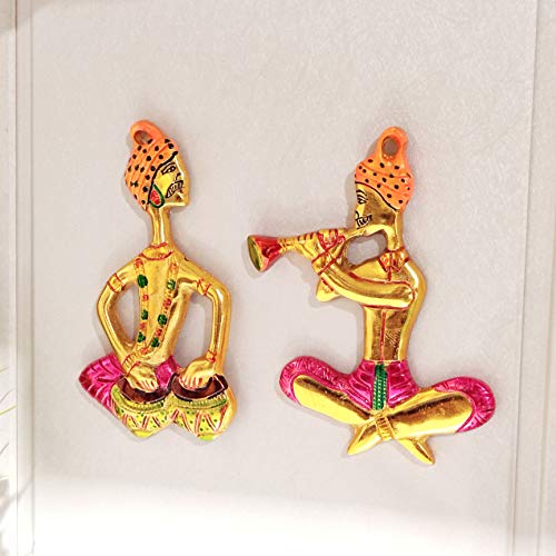 KridayKraft Metal Musical Man Set Multicolor Decor Your Home,Office Walls,Rajasthani Musicians showpiece Figurines, Gift Article... - Image 2