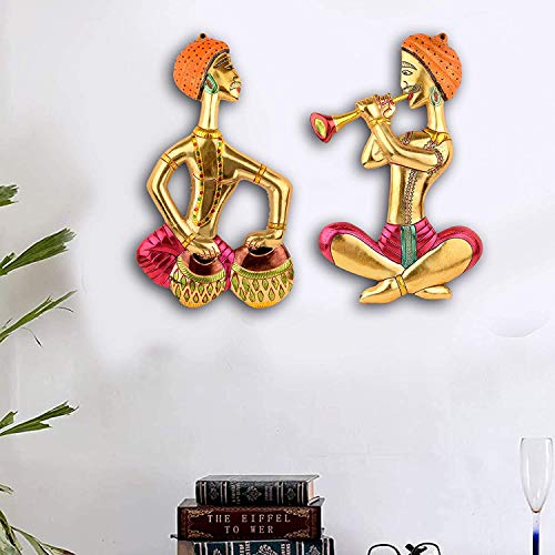 KridayKraft Metal Musical Man Set Multicolor Decor Your Home,Office Walls,Rajasthani Musicians showpiece Figurines, Gift Article... - Image 4