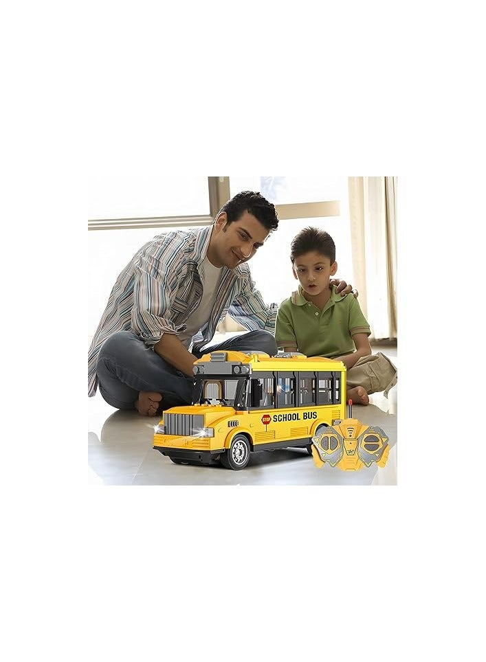 Loquat Remote Control School Bus Toy with LED Lights, Four Channels Remote Control School Bus Toys for Kids Children Boys Girls Age 3 to 6 - Image 3