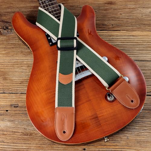 Nefelibata Guitar Strap Cotton, Full Grain Leather Ends Guitar Straps with Pick Pocket for Bass, Electric & Acoustic Guitar, Come with Free Strap Button, 1 Pair Strap Locks and 4 Guitar Picks - Image 5