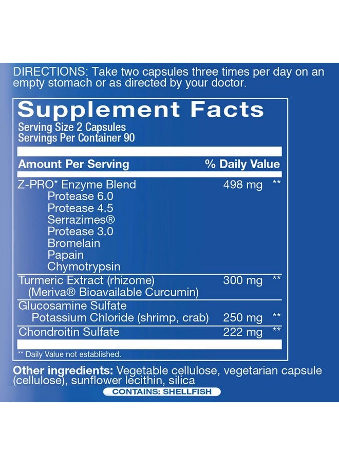 Nutra Disc Joint Support Supplement - 180 Capsules - Glucosamine Chondroitin for Joint Pain, Disc and Connective Tissue Health - with Meriva Curcumin Extract and Z-Pro Enzyme Blend