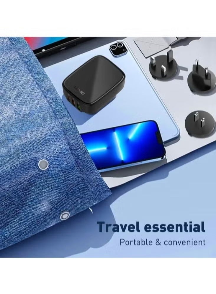 JAJEEK Q334 PD Fast Charger – EU, US, UK Compatible Type-C 2 USB Ports, Multiple Output Adapter, Mobile Phone Travel Wall Charger, Compact & Efficient, Black - Image 2