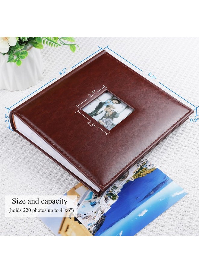 1DOT2 - Photo Album 4X6 220 Photos With Memo Slip-In Pockets, Premium Leather Cover Picture Albums 4X6 With Writing Space Hold Horizontal Photos For Wedding Baby Vacation Christmas Mother'S Day Brown - Image 1