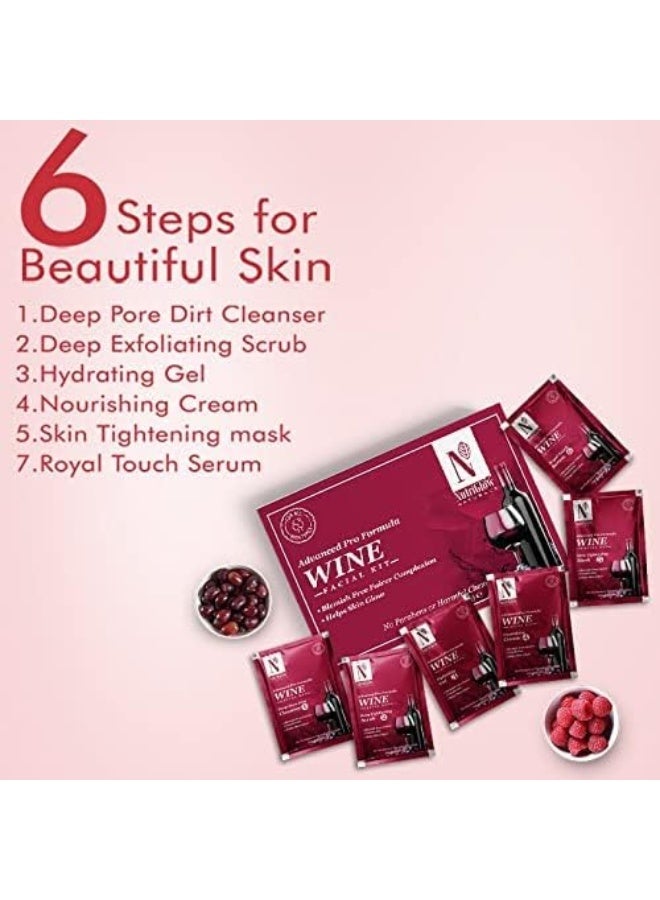 NutriGlow NATURAL'S Advanced Pro Formula Wine Facial Kit for Blemish Free Fairer Complexion & Helps Skin Glow (10gm each)