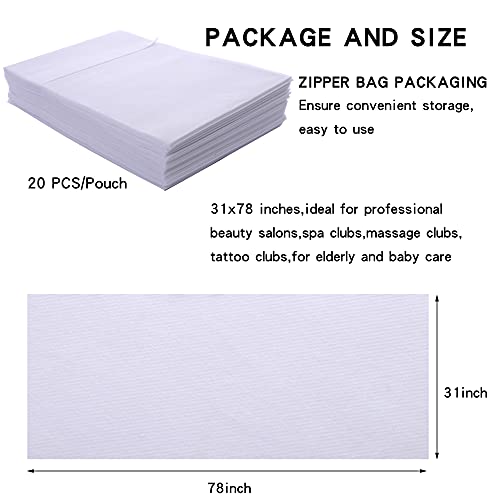Uralili 20 Pcs Massage Solid Table Sheets Waterproof And Oil Proof Disposable Massage Table Cover Non Woven Fabric&Polypropylene Fabric 31" X 70", 180 Tc, White - Image 4