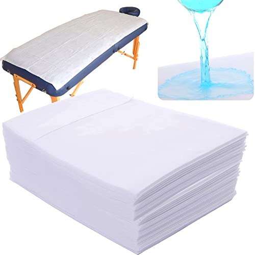 Uralili 20 Pcs Massage Solid Table Sheets Waterproof And Oil Proof Disposable Massage Table Cover Non Woven Fabric&Polypropylene Fabric 31" X 70", 180 Tc, White - Image 1