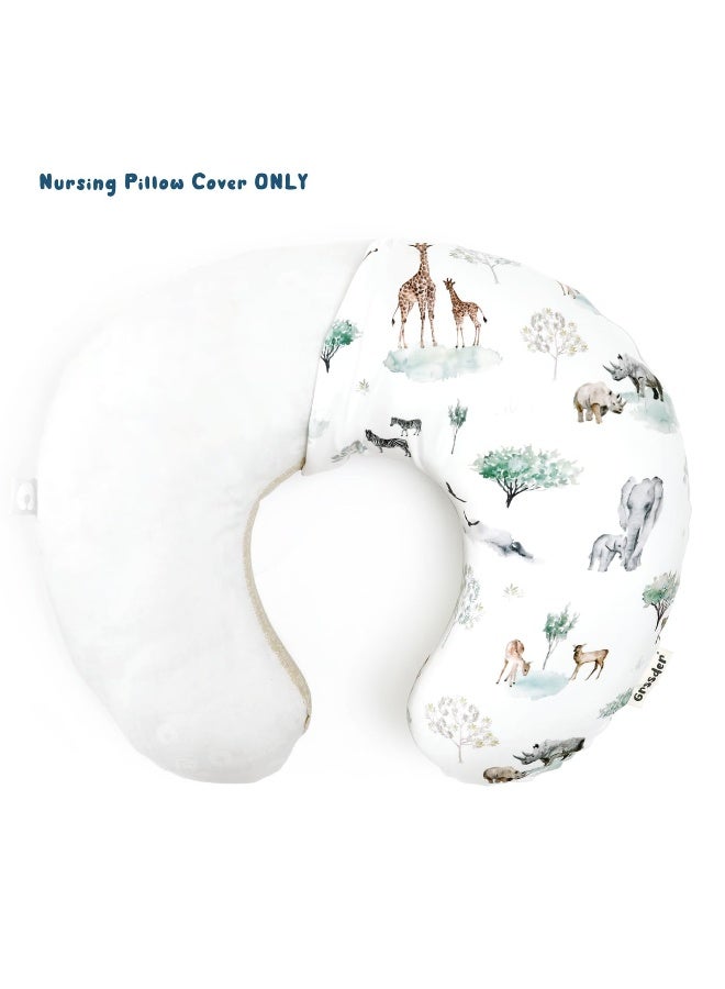 GRSSDER Nursing Pillow Cover Stretchy Minky Removable Nursing Covers for Breastfeeding Pillows, Ultra Soft Comfortable Slipcover for Boy and Girls, Stylish Pretty Savannah - Image 2