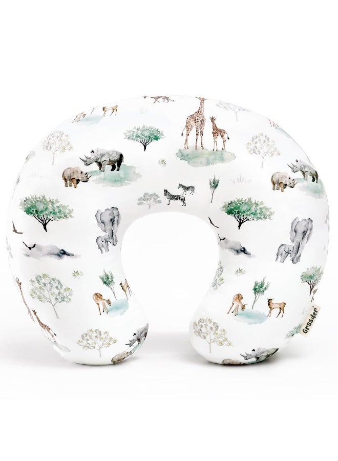 GRSSDER Nursing Pillow Cover Stretchy Minky Removable Nursing Covers for Breastfeeding Pillows, Ultra Soft Comfortable Slipcover for Boy and Girls, Stylish Pretty Savannah - Image 1