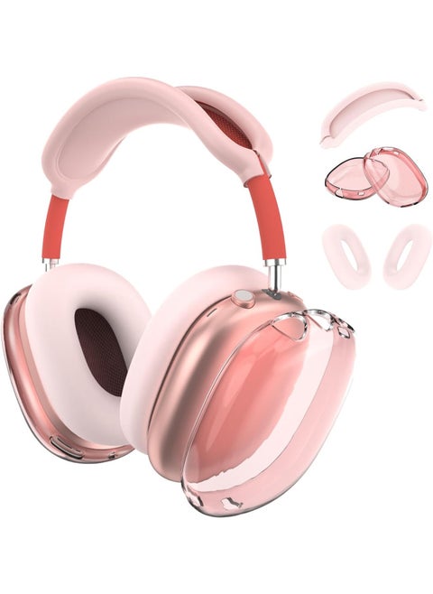 Suitable For Apple Headphone Case Airpods Max Protective Case Head-Mounted Earphone Case Silicone Protective Cover Case-Color:Max Transparent Light Powder 3-piece Set (TPU Shell Set * 1 Pair Of Head Beam Set * 1 Ear Cushion Set * 1 Pair)-Applicable Model:AirPodsMax