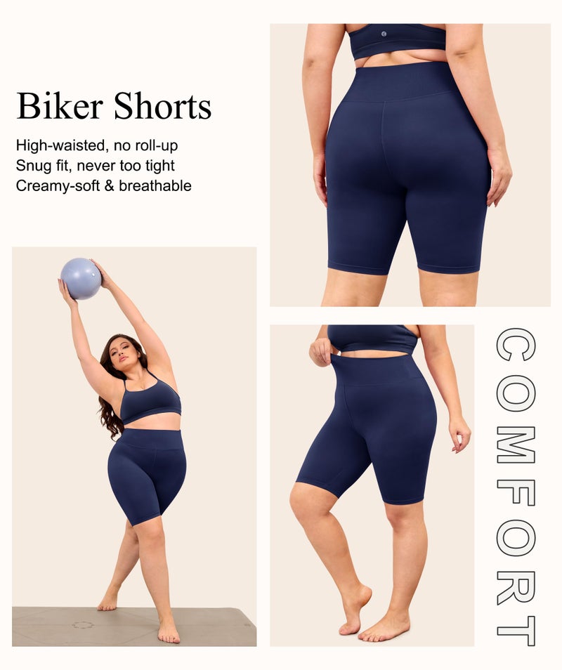 VALANDY Creamlush Plus Size Biker Shorts for Women - 8" High Waisted Ultra Soft Yoga Shorts(L-5XL) - Image 4
