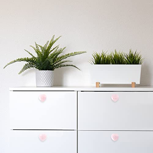 Malimali Rose Quartz Heart Cabinet Knobs, Pink Crystal Dresser Drawer Pulls for Girls, Cute Gold Knobs for Bifold Closet Door Cupboard Kitchen Bathroom - Image 4