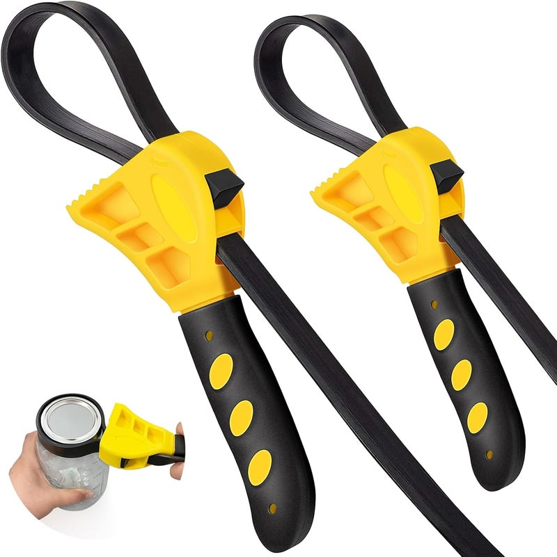 Labor-saving can opener set (2 pieces): including strap wrench and rubber wrench, adjustable non-slip and odor-free, suitable for people with weak hands, the elderly with arthritis and plumbing operations - Image 1