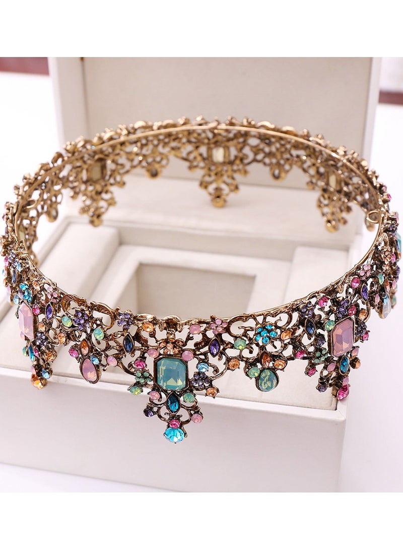 Jeweled Baroque Queen Crown - Rhinestone Wedding Crowns and Tiaras for Women, Gemstones,Victoria - Image 2