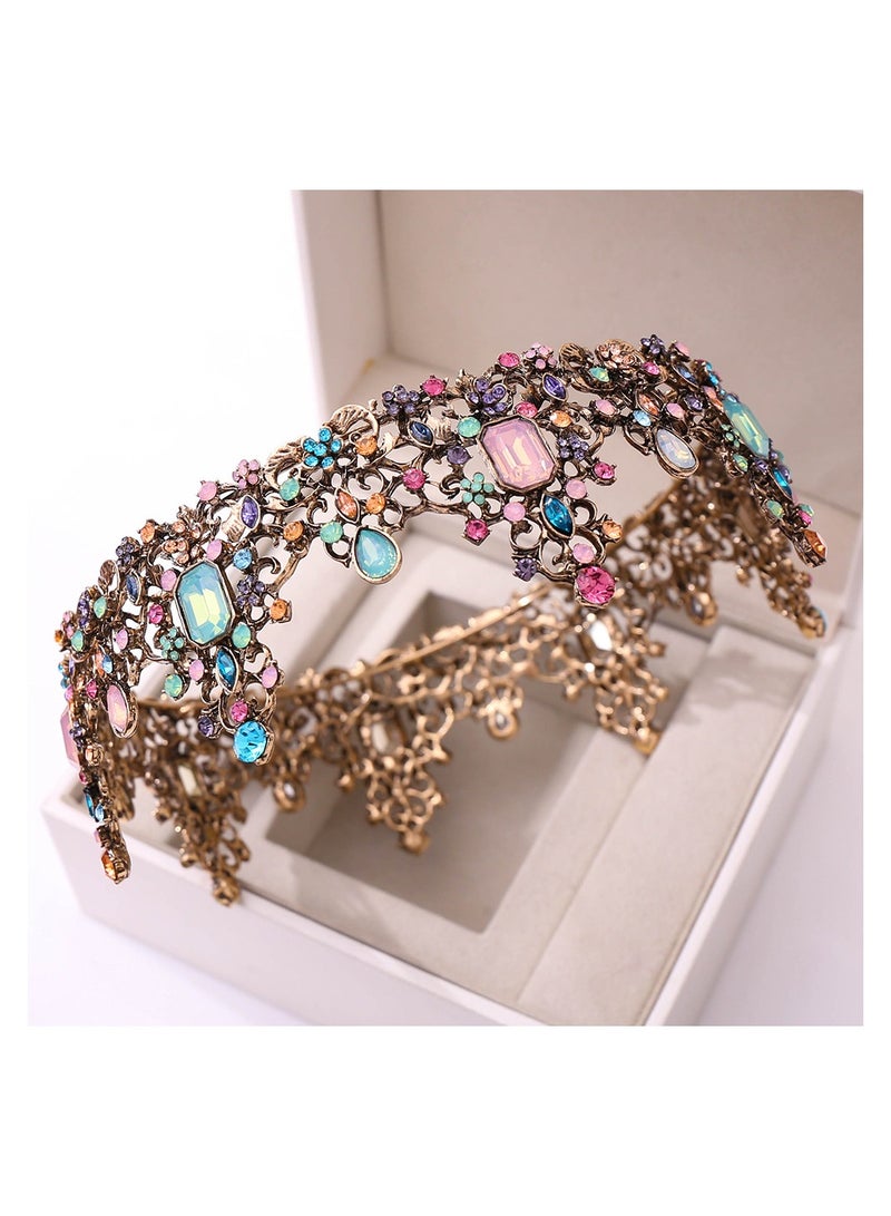 Jeweled Baroque Queen Crown - Rhinestone Wedding Crowns and Tiaras for Women, Gemstones,Victoria - Image 4