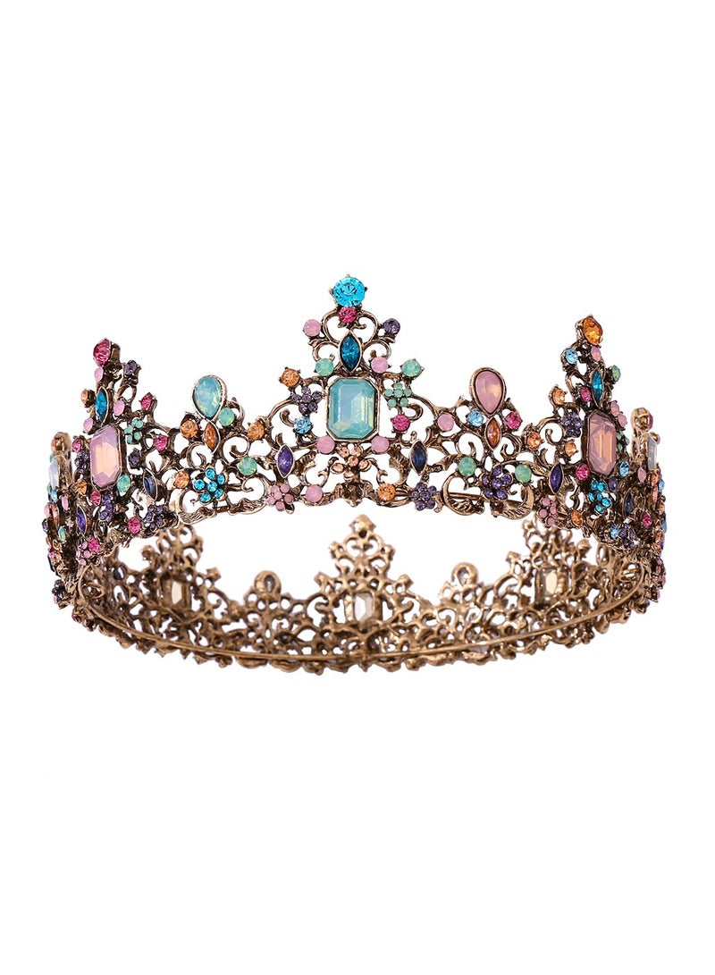 Jeweled Baroque Queen Crown - Rhinestone Wedding Crowns and Tiaras for Women, Gemstones,Victoria - Image 1