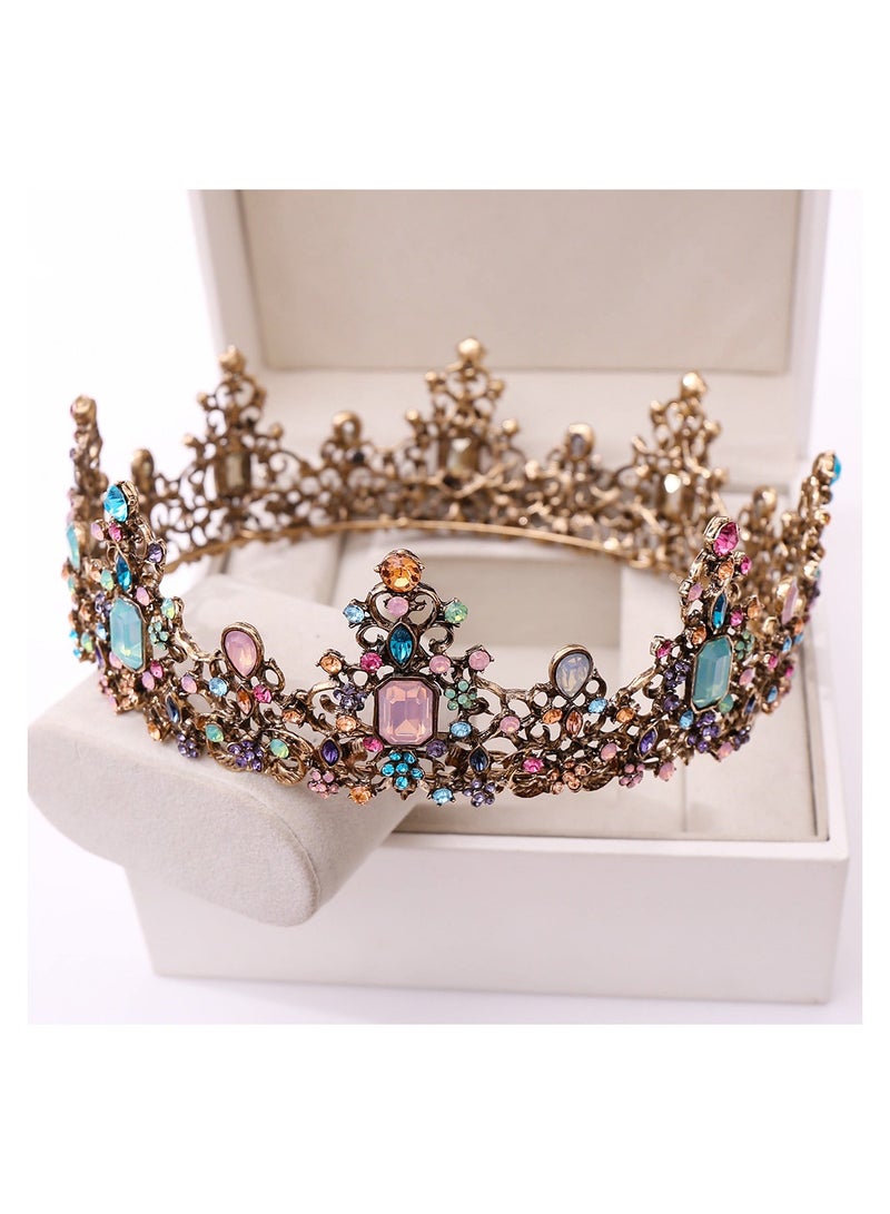 Jeweled Baroque Queen Crown - Rhinestone Wedding Crowns and Tiaras for Women, Gemstones,Victoria - Image 3