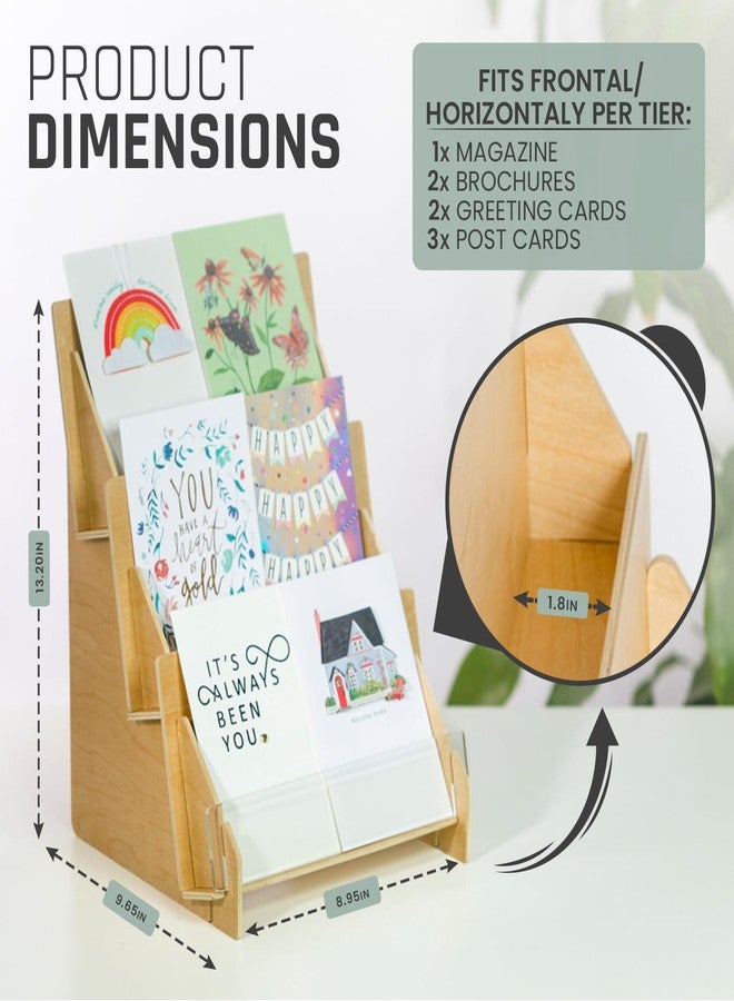 OLDECORY Greeting Card Display Stand for Vendors, Postcard Rack, Post, Sticker Wooden Greeting Card Holder Display Stand Shelf, Ideal for Bookmark, Art Booth, Art Print, Craft Market, Tiered for Vendors - Image 2