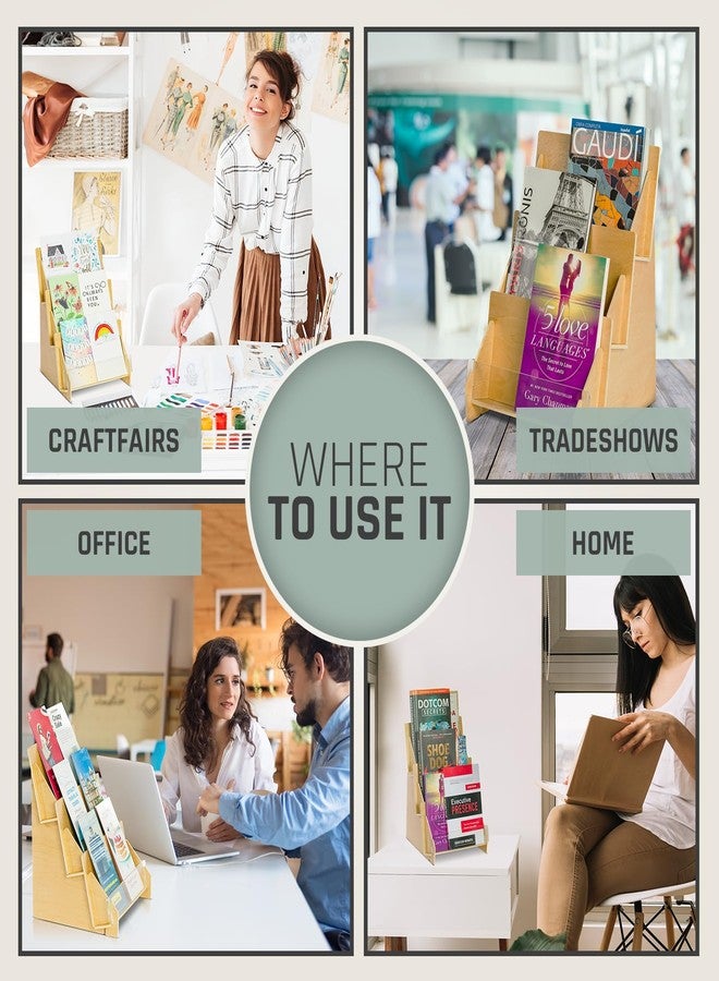 OLDECORY Greeting Card Display Stand for Vendors, Postcard Rack, Post, Sticker Wooden Greeting Card Holder Display Stand Shelf, Ideal for Bookmark, Art Booth, Art Print, Craft Market, Tiered for Vendors - Image 4