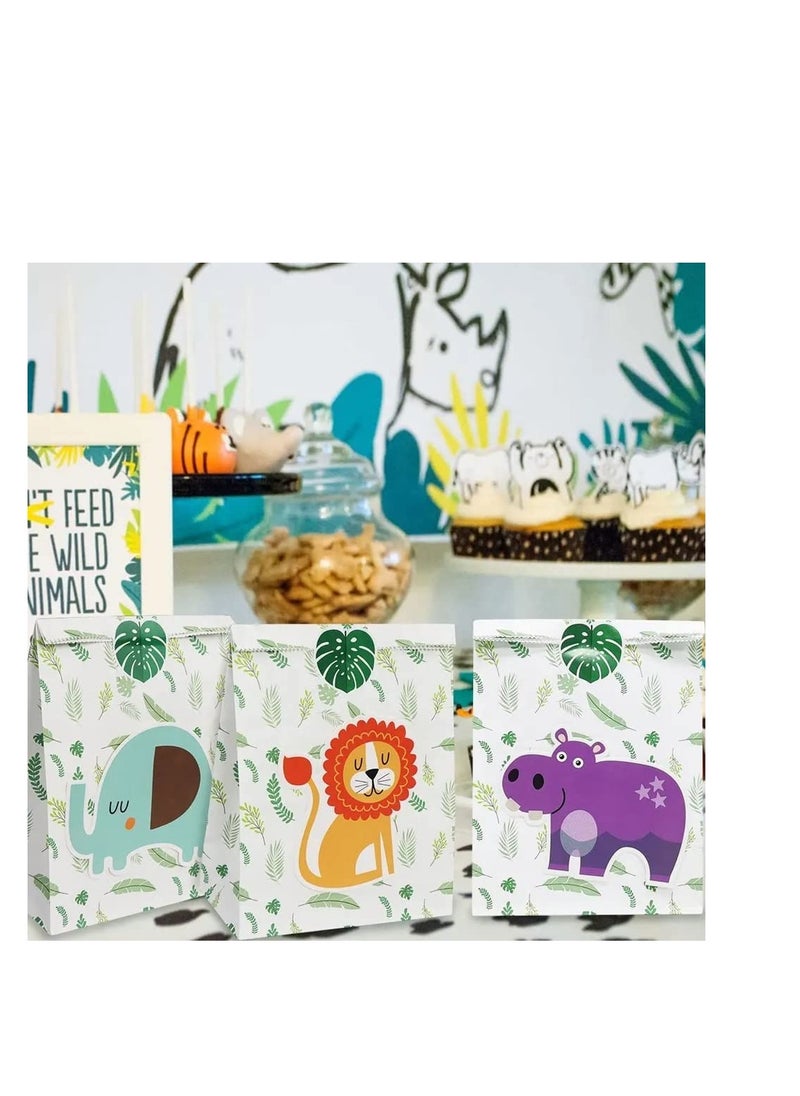 E COMMERCE  BAG 12 Pieces Gitf Bags For Kids Birthday Animal Party Zoo theme Woodland Gift Wrap  - Image 1