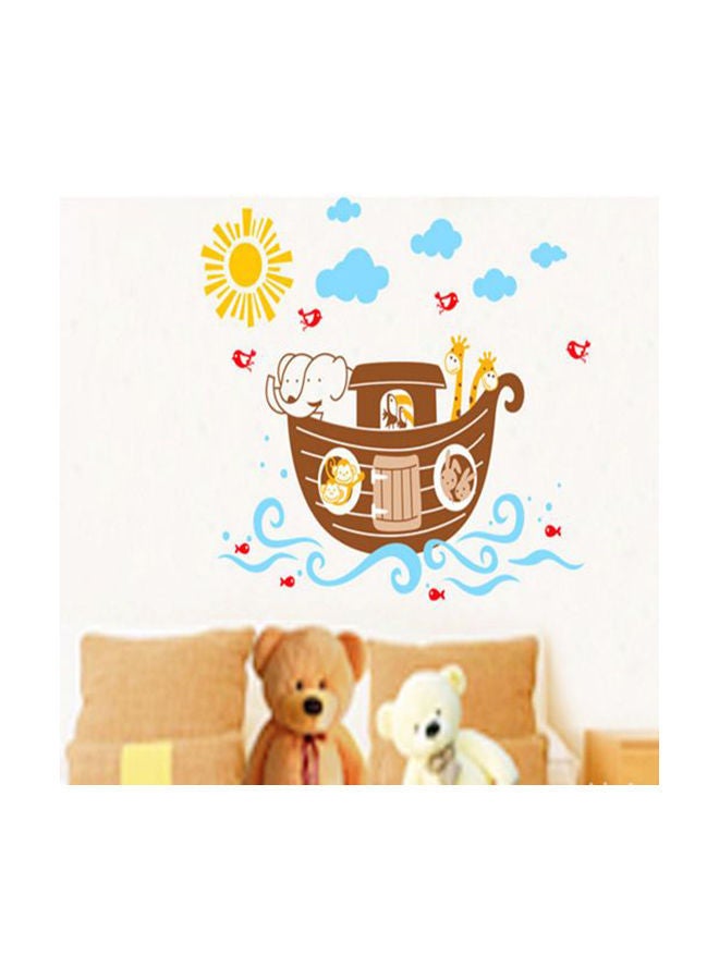 نيبمينينت ملصق جداري قابل للفصل بتصميم كرتوني لطيف على شكل سفينة نوح وزرافة متعدد الألوان 70x50سم