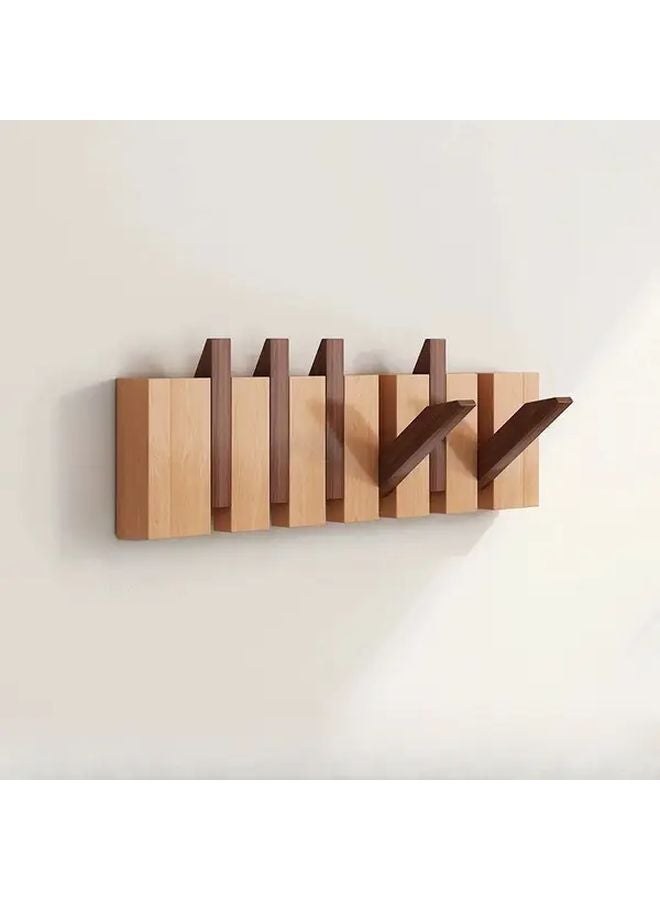 6Pcs Two Color Piano Key Wall Hooks Foldable Wooden Coat Rack Wall Mounted Storage - Image 1