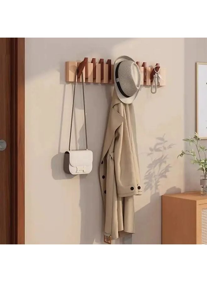 6Pcs Two Color Piano Key Wall Hooks Foldable Wooden Coat Rack Wall Mounted Storage - Image 4