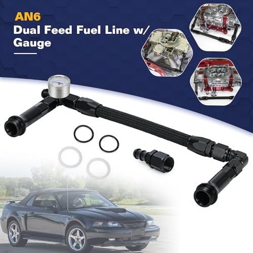 PQY 4150 Dual Feed Fuel Line Rebuid Kit AN6 Double Pumper Carb Fuel Line With Pressure Gauge for Holley 4150 Based Carburetor - Image 3