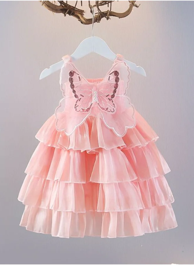 YUNIQEE Peach Fit & Flare Crew Neck Solid Dress