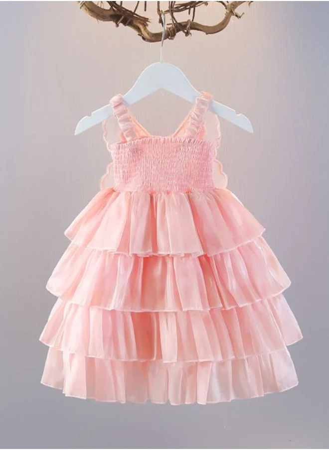 YUNIQEE Peach Fit & Flare Crew Neck Solid Dress