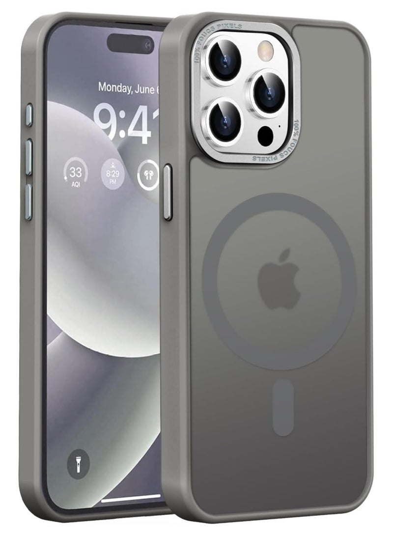 حافظة مغناطيسية لهاتف آيفون 14 برو 6.1 بوصة حافظة هاتف شفافة غير لامعة رفيعة مقاومة للصدمات ومضادة للأصفر للنساء والرجال والفتيات والأولاد غطاء واقٍ (تيتانيوم) - Image 1