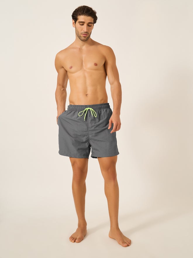 Styli Solid Regular Swim Shorts with Contrast Drawstring - Image 2