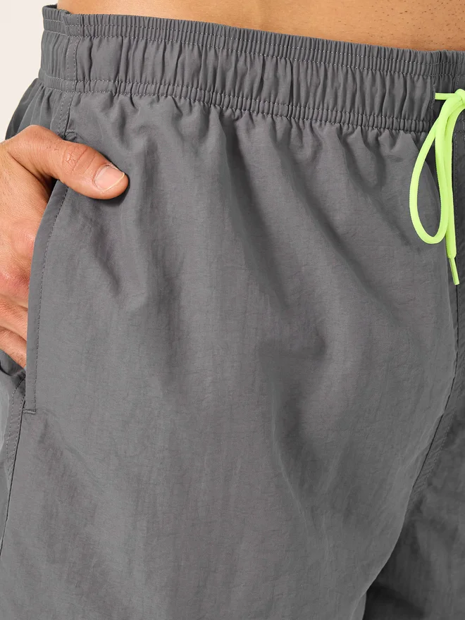 Styli Styli Solid Regular Swim Shorts with Contrast Drawstring