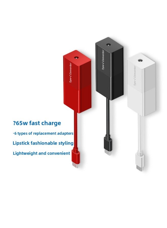 Type-C Fast Charge Converter Supports Six Old-fashioned Laptop Power Transfer Type-C Charging-Color:Type-C Male To 5521 Female Converter (black) +6 Adapter (black)  - Image 1