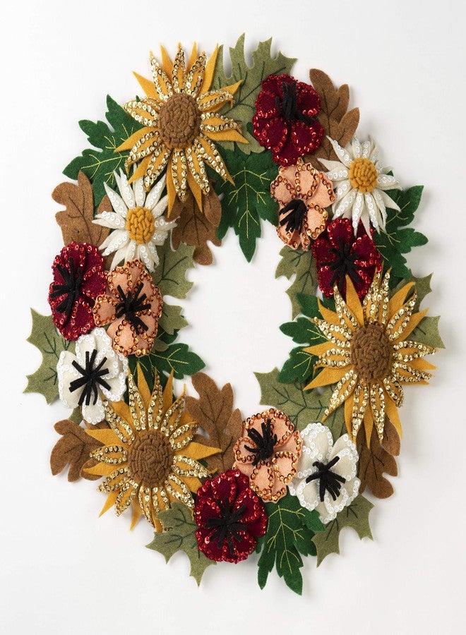 Bucilla 89278E Felt Applique Wreath Kit, 16.5" x 16.5", Floral Fall - Image 2