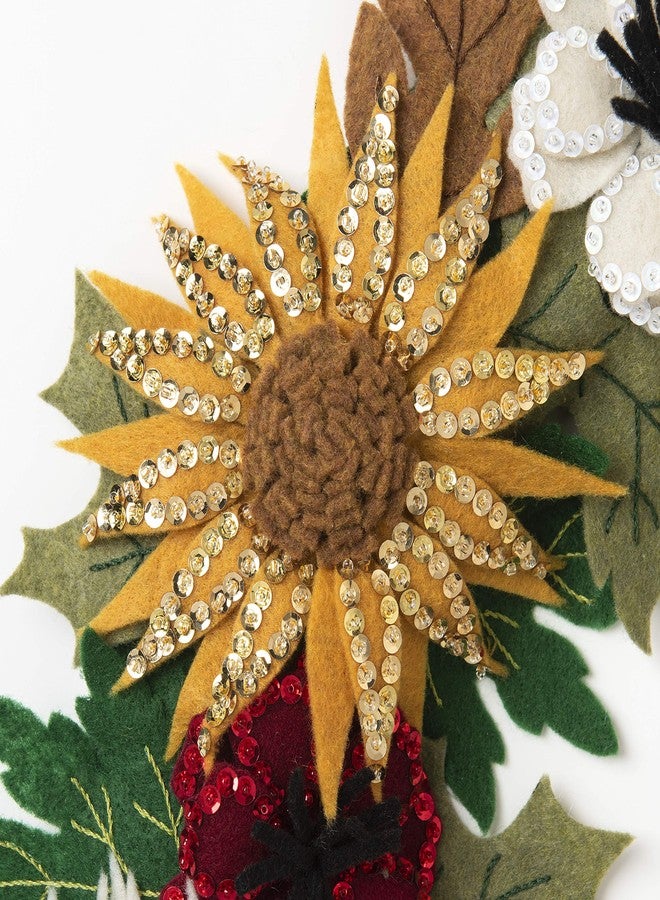 Bucilla 89278E Felt Applique Wreath Kit, 16.5" x 16.5", Floral Fall - Image 3