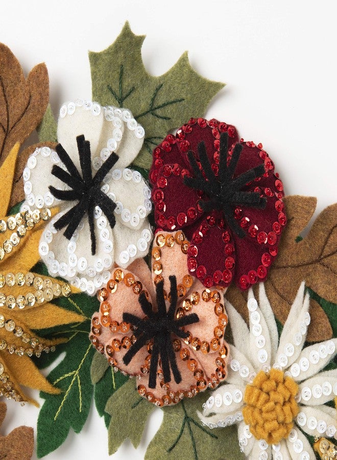 Bucilla 89278E Felt Applique Wreath Kit, 16.5" x 16.5", Floral Fall - Image 4