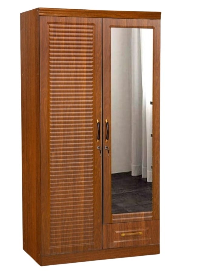 ALWASIT HOME 2 Door Wooden Wardrobe Cabinet Cupboard Engineered Wood Perfect Modern Stylish Heavy Duty With Mirror - Image 1