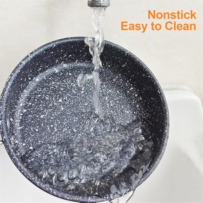 KASTWAVE Mini Frying Pan 14 Cm NonStick Granite Coating Portable Aluminum Pan For Eggs Camping Small Kitchen Black - Image 5