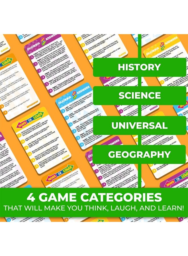 QUOKKA Trivia Board Games for Kids and Adults - Family Night Board Game Cards 4xSet Higher or Lower | Guess Fun Questions | Easy to Learn | 2 + Players - Challenge History, Science, Geography & More - Image 3