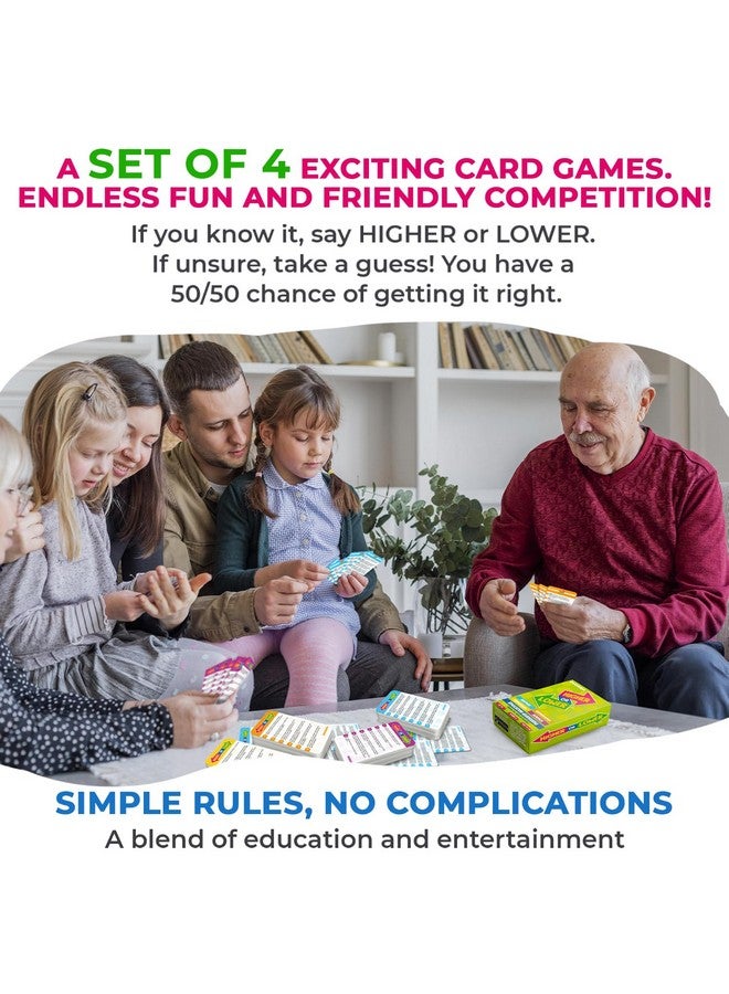 QUOKKA Trivia Board Games for Kids and Adults - Family Night Board Game Cards 4xSet Higher or Lower | Guess Fun Questions | Easy to Learn | 2 + Players - Challenge History, Science, Geography & More - Image 4