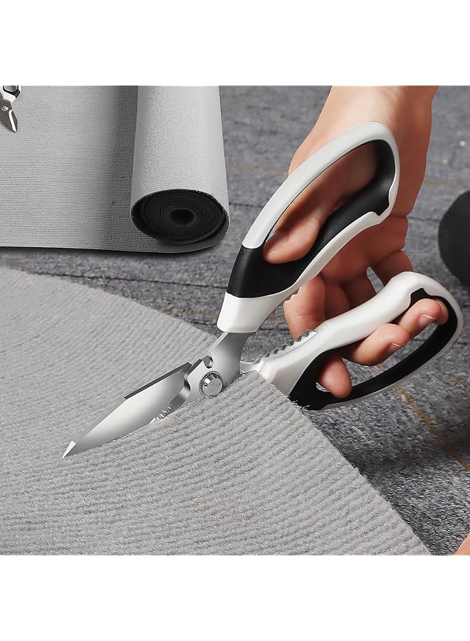 إيروريكس مقص متعدد الأغراض شديد التحمل مقاس 8 بوصات مع حقيبة واقية مقص حاد متعدد الأغراض للسجاد والأسلاك والكرتون والجلد والنسيج ومقصات سهلة القطع وأدوات لليد اليسرى واليمنى، أبيض - Image 3