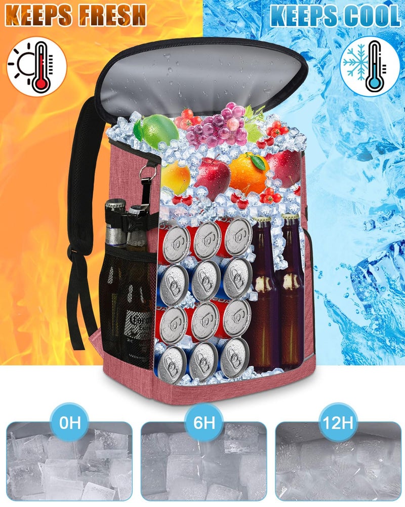 Capolo Cooler Backpack Insulated Leakproof Waterproof Backpack Cooler Bag 30 Cans, Large Capacity Lightweight Travel Camping Beach Backpack Cooler Ice Chest for Men and Women, Pink - Image 4
