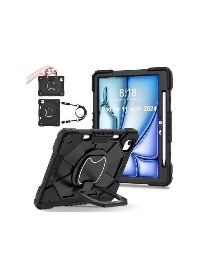 General Kids Tablet Case Compatible with iPad Air 11 Inch (2024) M2, Heavy Duty Kid Boy Girl Cover with Pencil Holder/Handle Kickstand/Shoulder Strap 