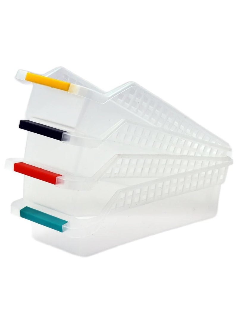 سكاي تاتش 4 قطع صناديق منظم الثلاجة سلال مثالية لتنظيم الثلاجة والفريزر وحاوية الطعام المضادة متعددة الألوان - Image 1