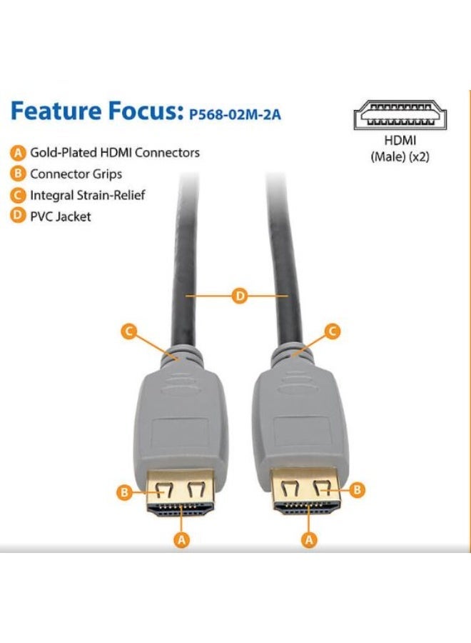 تريب لايت كابل HDMI 4K بطول 2 متر من تريب لايت، إصدار 2.0a، موصّلات ثابِتة – P568-02M-2A - Image 2