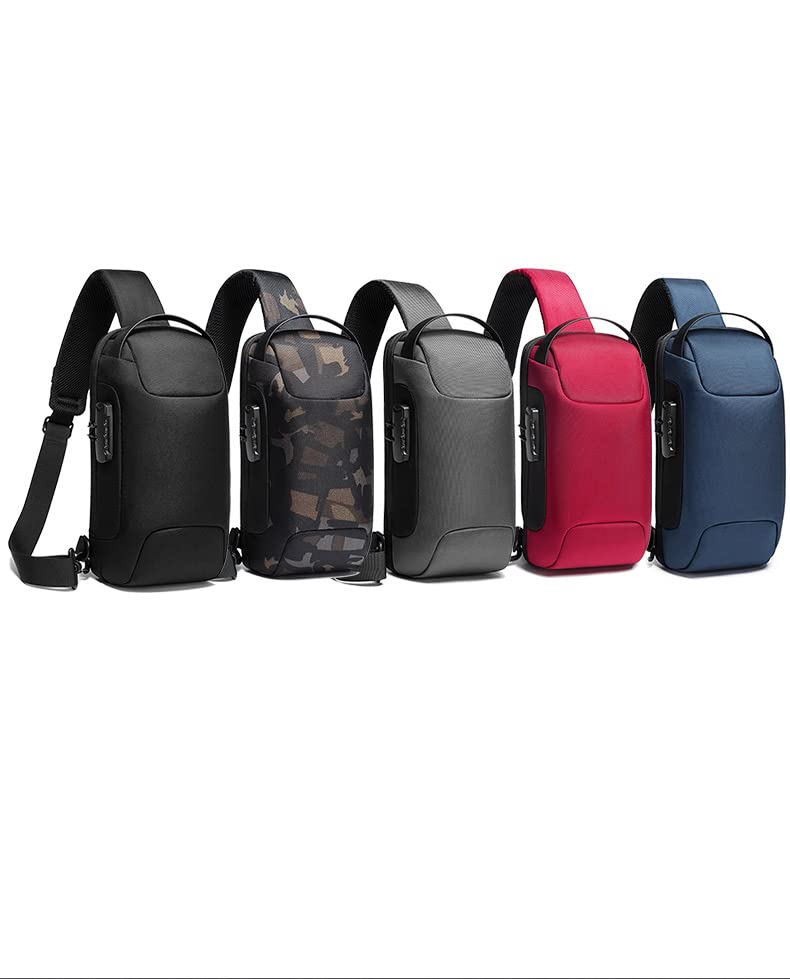 Red Lemon حقيبة سلاينغ متعددة الوظائف مقاومة للماء ومضادة للسرقة مع شحن USB (زرقاء) - Image 5