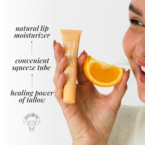 Amallow All Natural Tallow Lip Balm Squeezable Tube - Grass Fed/Finished Beef Tallow + Organic Beeswax & Vanilla & Orange Essential Oils .5 OZ (Orange Creamsicle) - Image 2