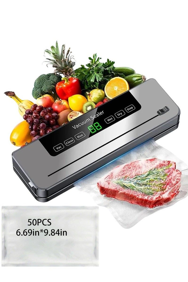 Vacuum Sealer Machine with 50 Bags, Automatic Vacuum Sealer for Food Storage, Moist&Dry Mode - Image 1
