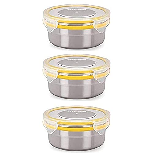 Sensimon Fullmeal Tiffin Box 3 Stainless Steel Lunch Container Leakproof Microwave Airtight Leakproof lid Containers for Kids and Adult Assorted Color 3 Container - Image 1